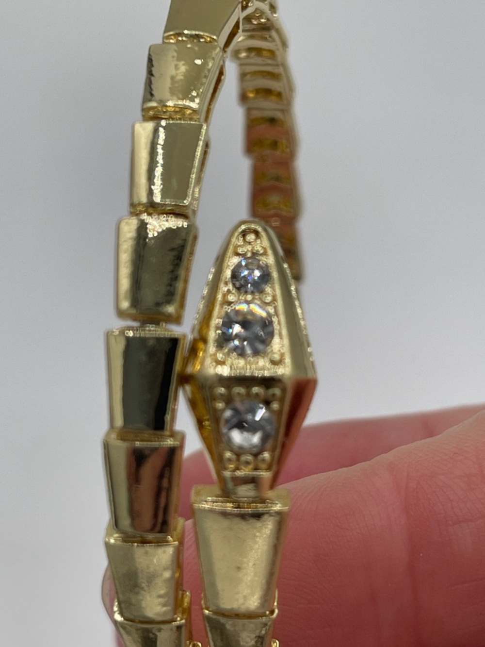 4.21.26-26 Gold Tone Crystal Snake 🐍 Themed Wraparound Bracelet - Picture 3 of 6